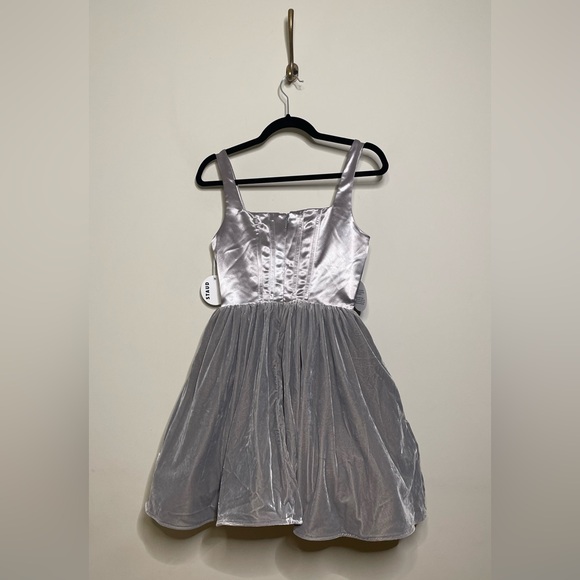 STAUD Landscape Silver Mini Dress in Silver - Picture 9 of 10